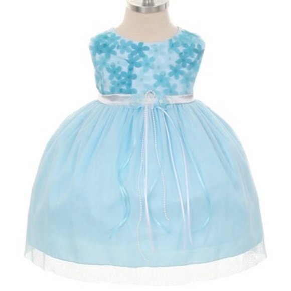 NWT ~ So Sweet! Kids Dream Baby Blue Floral Chiffon Dress L 18 mo - Picture 1 of 6
